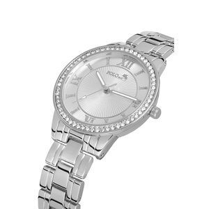Polo Air Roman Numeral Single Row Luxury Stone Women's Wristwatch Silver Color