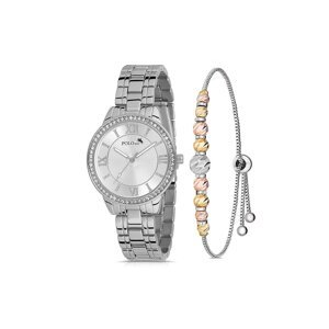 Polo Air Women's Wristwatch Roman Numeral Single Row Stone Dorica Bracelet Silver Color