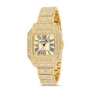 Polo Air Luxury Stone Large Case Roman Numeral Women's Wristwatch Yellow Color