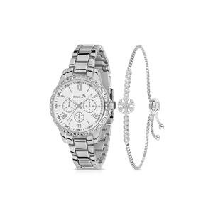 Polo Air Sports Women's Wristwatch Zircon Stone Snowflake Bracelet Combination Silver Color