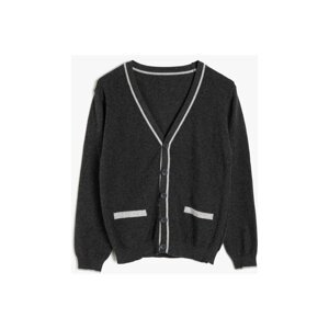 Koton Boys' Gray Button Detailed Cardigan