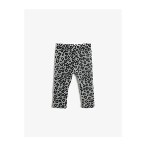 Koton Girls' Gray Patterned Leopard Patterned Leggings.