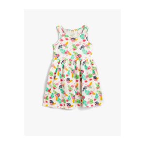 Koton Girl's Flamingo Printed Sleeveless Dress Cotton