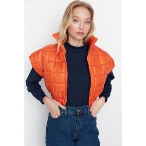 Trendyol Orange Wide-Cut Oversize Crop Quilted Vest