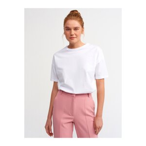 Dilvin Women's White Basic T-shirt 3683