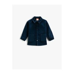 Koton Corduroy Shirt with Pockets, Long Sleeves and a Print on the Back