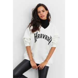 Cool & Sexy Women's Ecru Printed Sweatshirt