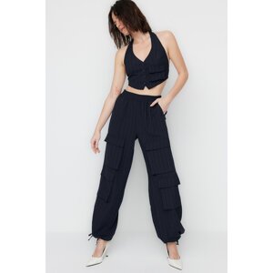 Trendyol Navy Striped Cargo Pocket Detailed Trousers