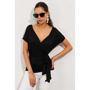 Cool & Sexy Women's Black Double Breasted Blouse