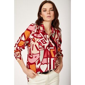 Bigdart 3721 Graphic Patterned Shirt - Claret Red