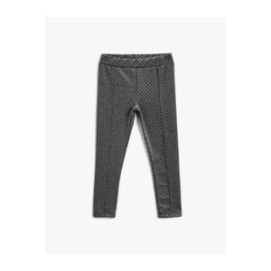 Koton Girls' Anthracite Patterned Skinny Fit Leggings with Elastic Waist.