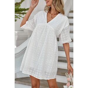 Bigdart 2401 Scalloped Flare Mini Dress - White