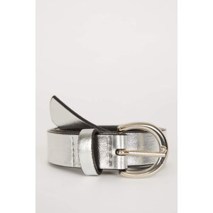 DEFACTO Woman Oval Buckle Faux Leather Classic Belt