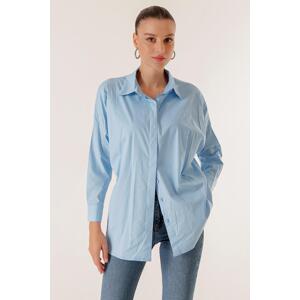 By Saygı Oversized Shirt with Front Pops Bat Capri Sleeves