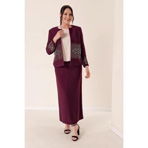 By Saygı Imported Crepe Lined With Beads Embroidered Triple B.P. Suit Plum
