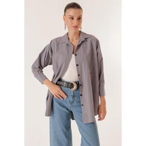 By Saygı One Pocket Oversized Shirt with Front and Back Buttons