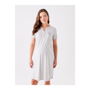 LC Waikiki Round Neck Printed Short Sleeve Maternity Nightgown
