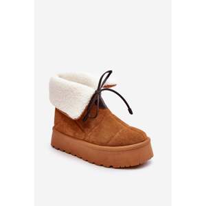 Platform snow boots with sheepskin Camel Olimuka