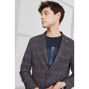 ALTINYILDIZ CLASSICS Men's Claret Red Slim Fit Slim Fit Monocollar Crowbarn Patterned Jacket.