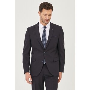 ALTINYILDIZ CLASSICS Men's Dark Navy Blue Regular Fit, Regular Cut, Patterned Wool Suit.