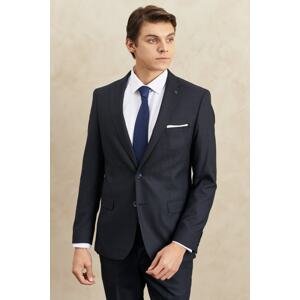 ALTINYILDIZ CLASSICS Men's Navy Blue-brown Slim Fit Slim Fit Slim Fit Monocollar Patterned Suit.