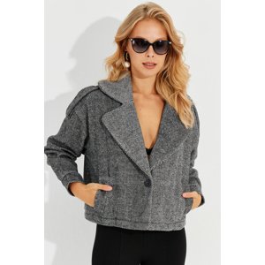 Cool & Sexy Women's Black Turndown Collar Short Cachet Jacket Q973