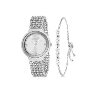 Polo Air Stylish Women's Wristwatch with Lots of Stones on its Strap. Zircon Stone Waterway Bracelet Combination Silver Color