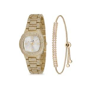 Polo Air Single Row Luxury Stone Women's Wristwatch with Zircon Stone Baguette Bracelet as a Gift