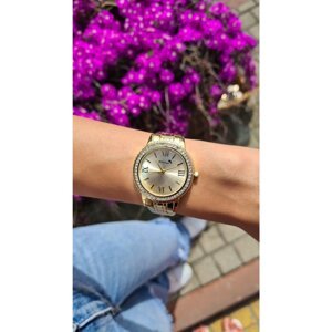Polo Air Stoned Roman Numeral Women's Wristwatch Gold Color