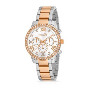 Polo Air Single Row Stone Roman Numeral Women's Wristwatch Copper-Silver Color