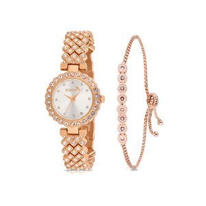 Polo Air Luxury Stone Stylish Women's Wristwatch Zircon Stone Waterway Bracelet Combination Copper Color