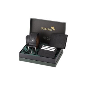 Polo Air Belt Wallet Card Holder Black Set in Gift Box