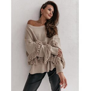 Beige sweater with tassels Cocomore