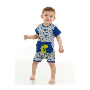 Denokids Super Dino Baby Boy Gray Summer Jumpsuit