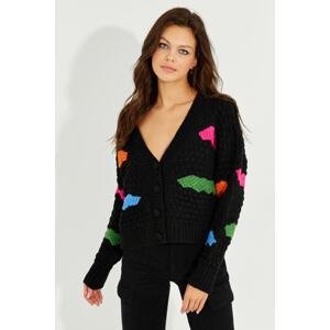 Cool & Sexy Women's Black Buttoned Knitwear Cardigan