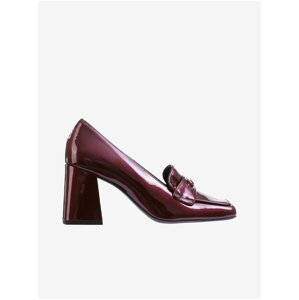 Burgundy women's leather patent leather pumps with heels Högl Julie - Women