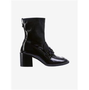 Black women's leather patent leather ankle boots with heels Högl Maggie