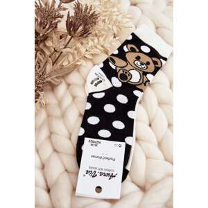 Women's mismatched socks with teddy bear, black and white