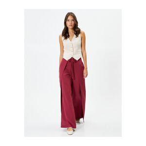 Koton Wide Leg Trousers Fabric High Waist Tie Detailed