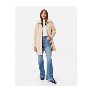 Koton Long Cachet Coat, Detachable Faux Für Collar with Zipper.