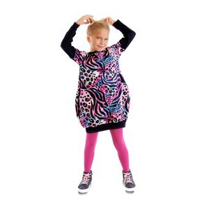 Mushi Leopard Patterned Pink Navy Blue Girl Dress