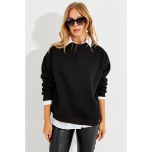 Cool & Sexy Women's Black Three Thread Shark Sweatshirt MIW74