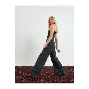Koton Extra Wide Leg Jeans Trousers With Stone Embellishment - Bianca Jean