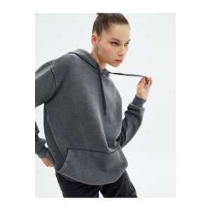 Koton Hooded Sweatshirt with Sharon Faded Effect Relaxed Cut Kangaroo With Pocket.