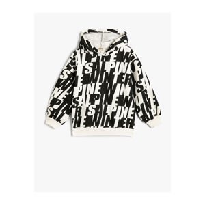 Koton Hooded Sweatshirt Long Sleeved Patterned Rayon