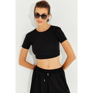 Cool & Sexy Women's Black Crop Blouse