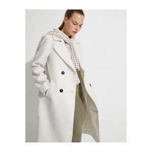 Koton Long Oversize Cashmere Coat Double Breasted Buttoned with Pockets