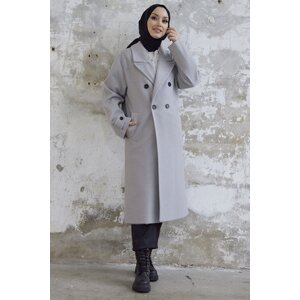 InStyle Libby Buttoned Pocket Cashew Coat - Gray