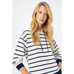 Koton Women's Navy Striped Sweatshirt