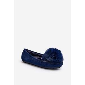 Women's loafers with fur Blue Novas